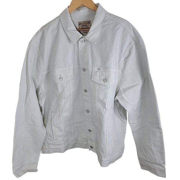 Polo Ralph Lauren Other - Polo Ralph Lauren Men's White Denim Cotton Trucker Jacket size Tall 4XL 4XLT